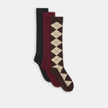 3 PACK ARGYLE KNEE HIGH SOCKS BROWN MULTI
