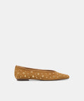 CARET STUD BALLET FLATS LT BROWN SUEDE