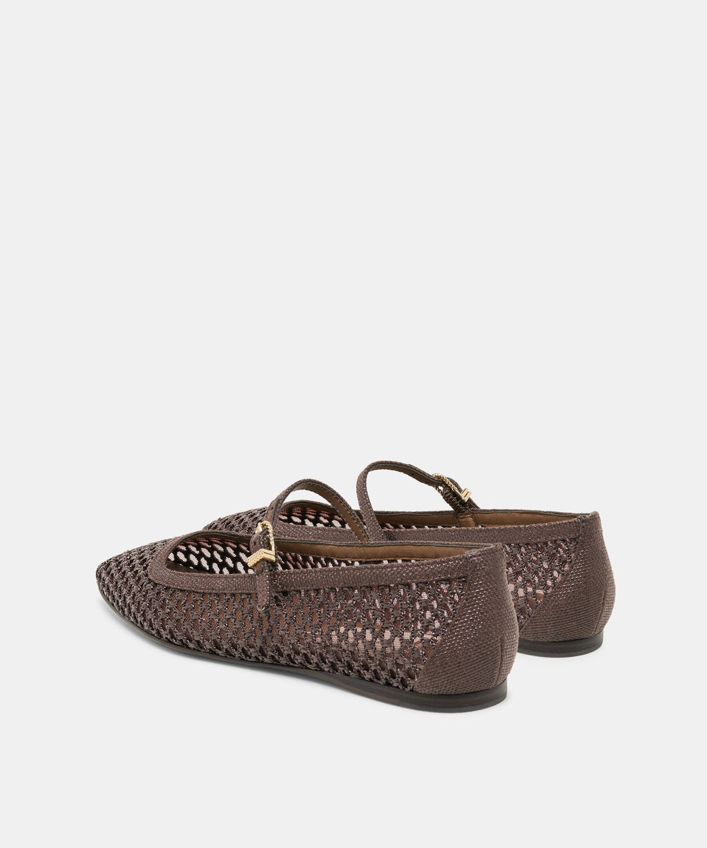 REYES BALLET FLATS CHOCOLATE WOVEN RAFFIA